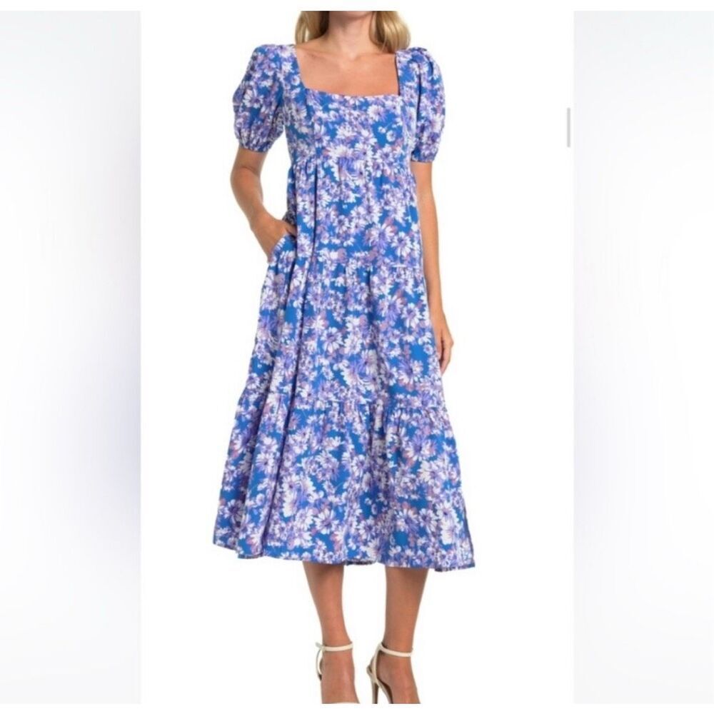 Astr Blue Floral Midi Dress
